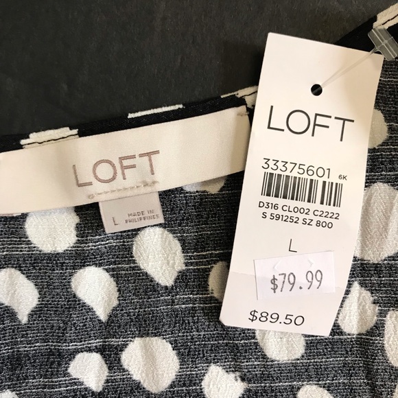 NWT Loft dress size L short sleeve black white - Picture 7 of 7